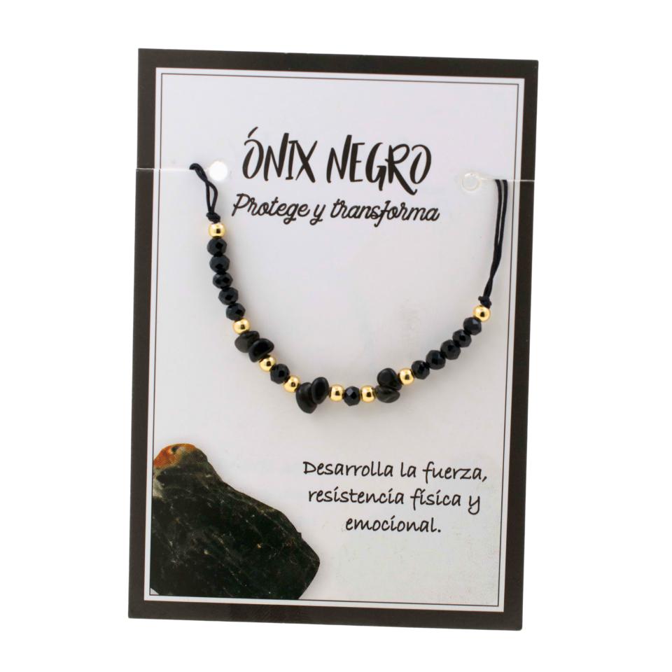 Pulsera Hilo Mineral Chip ÓNIX NEGRO MOD. 2 REF 3