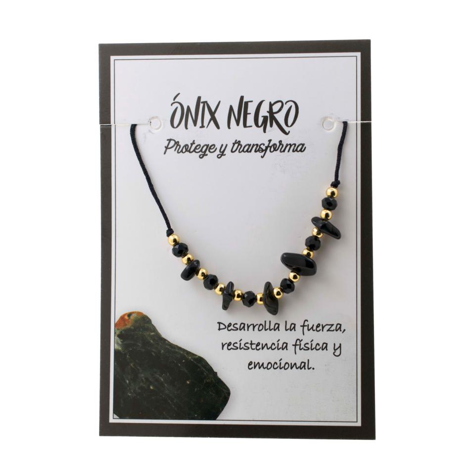 Pulsera Hilo Mineral Chip ÓNIX NEGRO REF 3