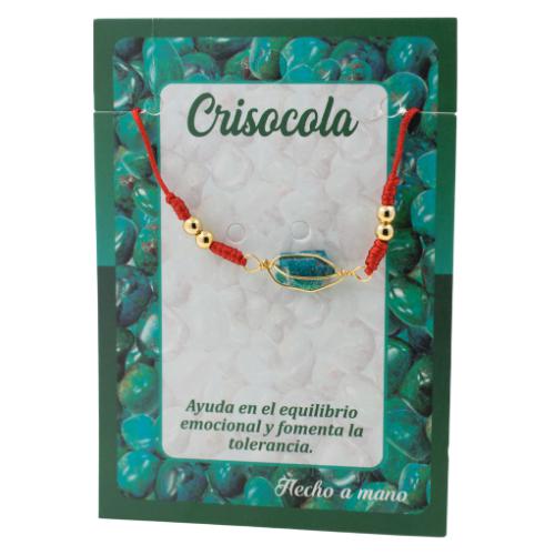 Pulsera Hilo Rojo Ajustable con mineral CRISACOLA