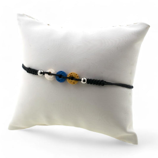 Pulsera Hilo con Lava Bandera Canarias Blanca REF4