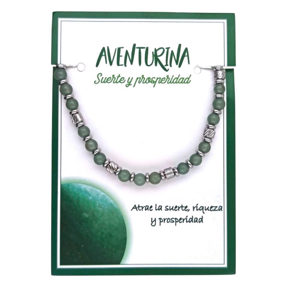 Pulsera Mineral AVENTURINA separadores acero - 5