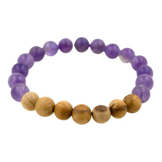 Pulsera Mineral Amatista con Palo Santo 8MM REF. 8
