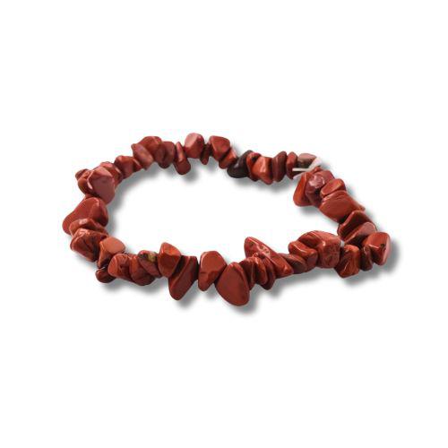 Pulsera Mineral Chip Jaspe Rojo