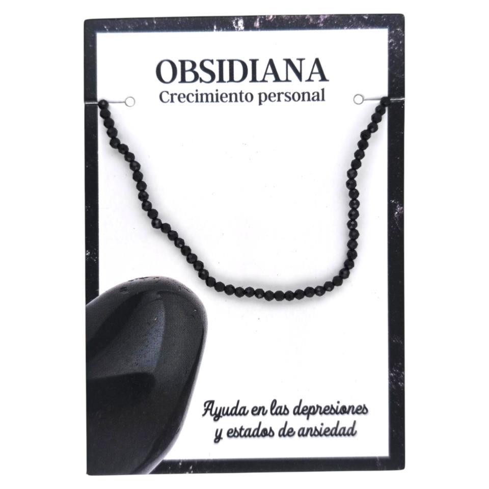 Pulsera Mineral Facetado 2MM OBSIDIANA - 5