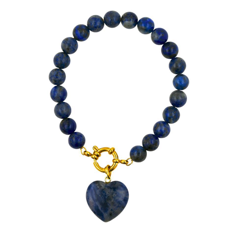 Pulsera Mineral Lapislázuli 8mm Corazón - 6