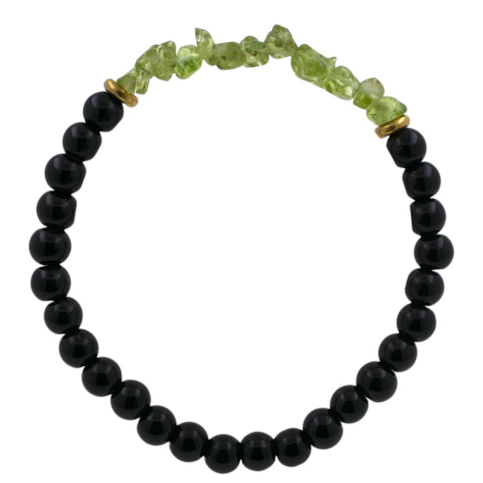 Pulsera Mineral Obsidiana Chips Olivina REF. 5