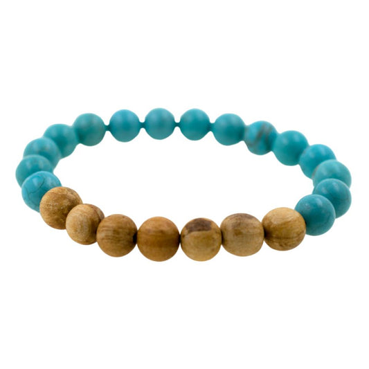 Pulsera Mineral Turquesina con Palo Santo REF. 7
