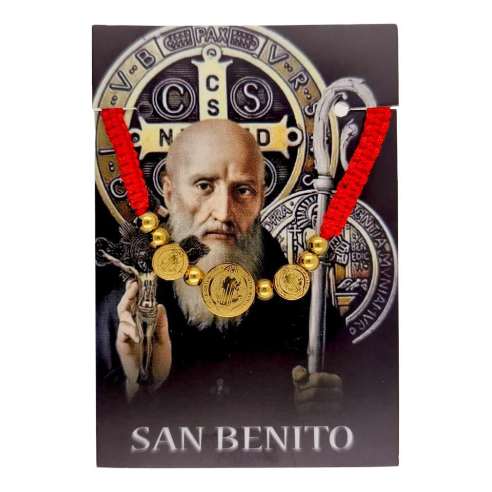 Pulsera San Benito acero ajustable Hilo Rojo 7
