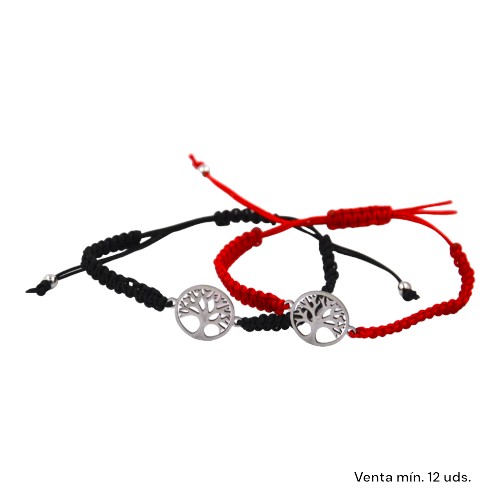 Pulsera Tejida Árbol Vida Plateado E5797-9