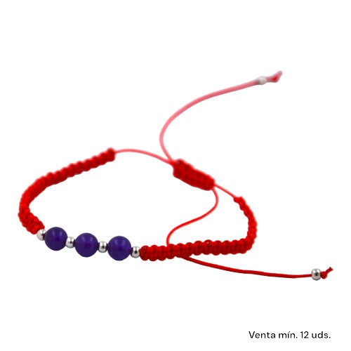 Pulsera Tejida Bola Lila E5797-10