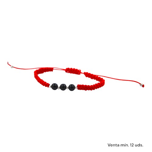 Pulsera Tejida Bola Negra E5797-10