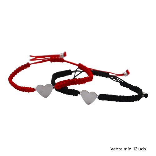 Pulsera Tejida Corazón Liso Plateado E5797-9
