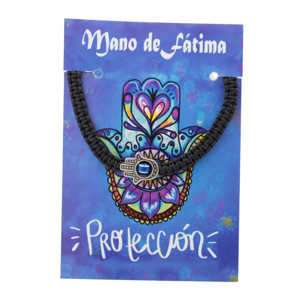 Pulsera Tejida negra MANO DE FÁTIMA - REF 3