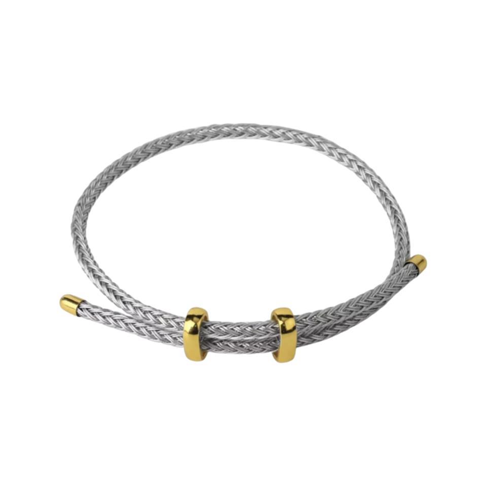 Pulsera acero cuerda ajustable - Gris