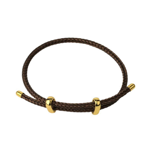Pulsera acero cuerda ajustable - Marrón