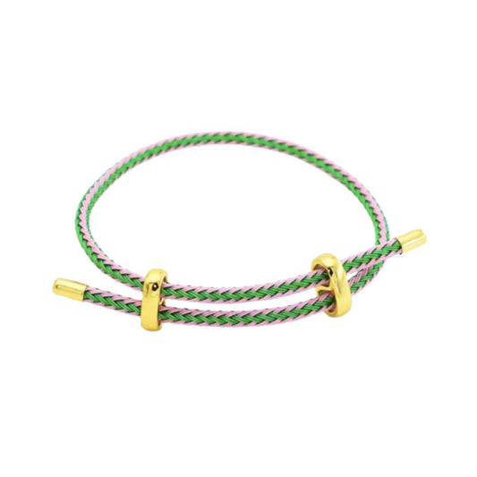 Pulsera acero cuerda ajustable - Rosa Verde