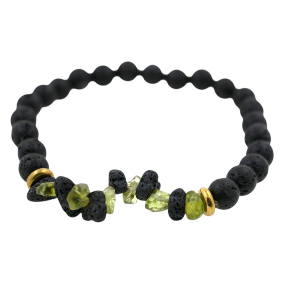 Pulsera de Lava con Chips de Lava y Olivina REF. 5