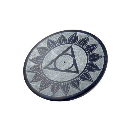Quemador plato incienso en piedra CHAKRA VISHUDA AZUL 4" 10CM DIÁMETRO - REF 240