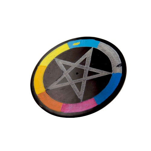 Quemador plato incienso en piedra ESTRELLA NEGRO 4" 10CM DIÁMETRO - REF 240