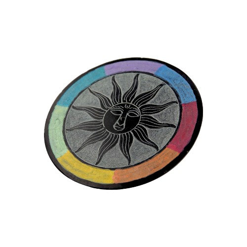 Quemador plato incienso en piedra SOL NEGRO 4" 10CM DIÁMETRO - REF 240