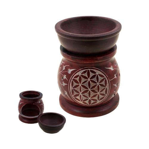 Quemador aceite PIEDRA 2,5" FLOR VIDA ROJO - 9911