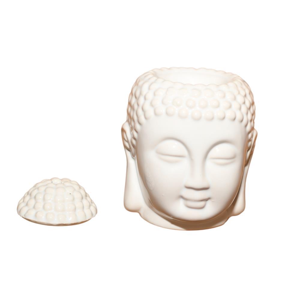 Quemador cerámica Cabeza Buda Tapa REF 17-3 Blanco