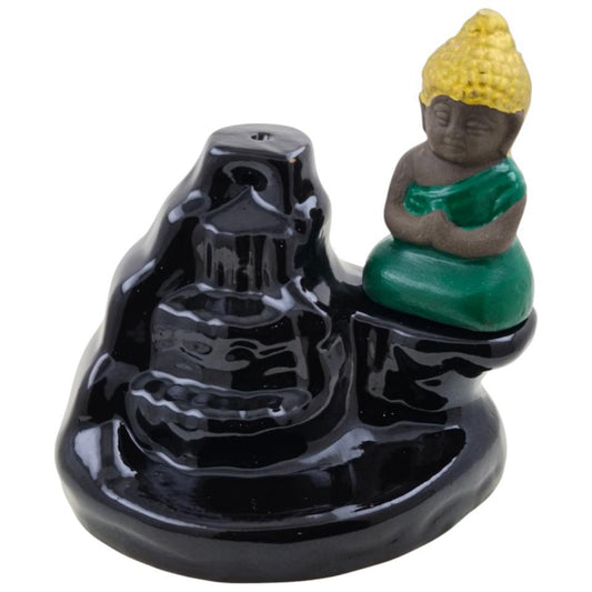 Quemador incienso ceramica de Reflujo Buda Verde 1