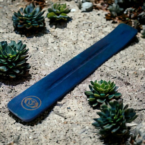 Quemador incienso tablilla madera chakras - REF 045 MOD. 14 AZUL