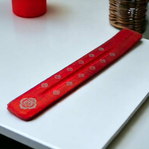 Quemador incienso tablilla madera chakras - REF 045 MOD. 11 ROJO