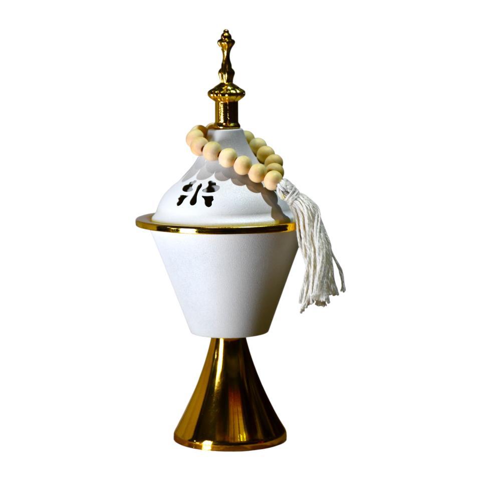 Quemador metal copa pulsera bolas madera