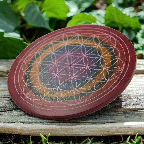Quemador piedra diseños 5" 7 CHAKRAS FLOR VIDA 350