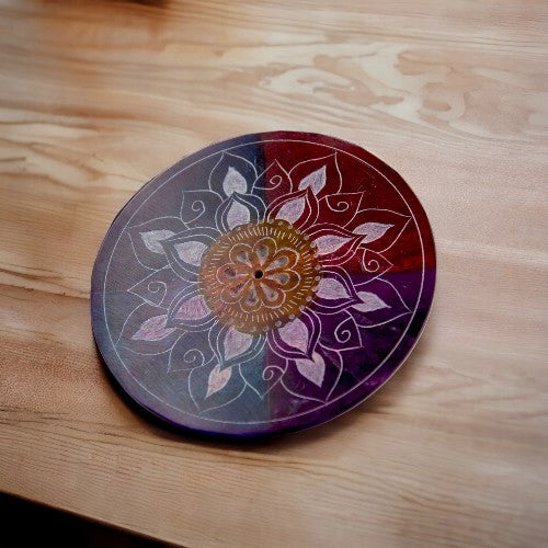 Quemador plato piedra FLOR LOTO CHAKRA 4" 10? 240