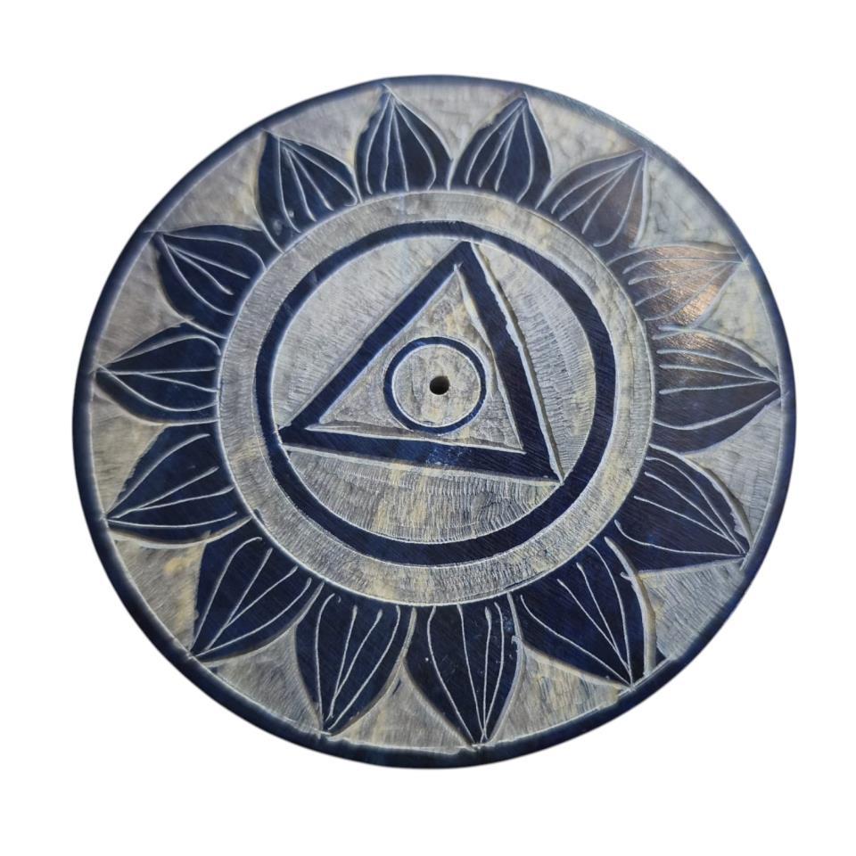 Quemador plato piedra OJO DE LOTO AZUL 4"