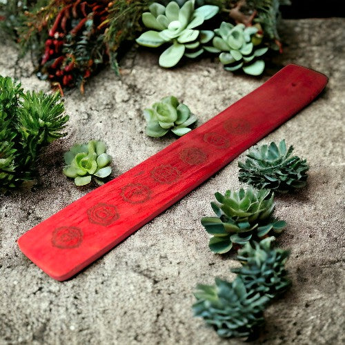 Quemador tabla grab. madera chakras 065-24 ROJO