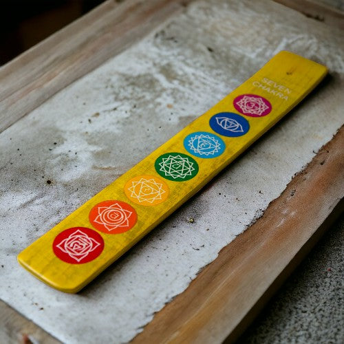 Quemador tabla madera 7 chakras 065-07 AMARILLO