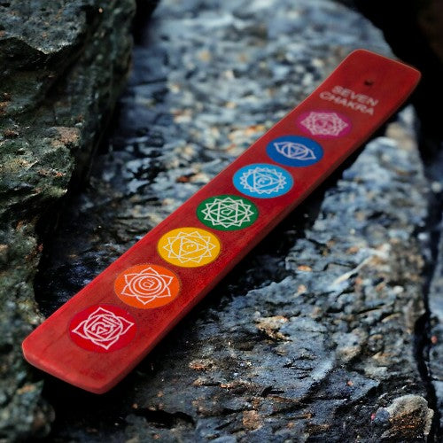 Quemador tablilla madera 7 chakras 065 - 03 ROJO