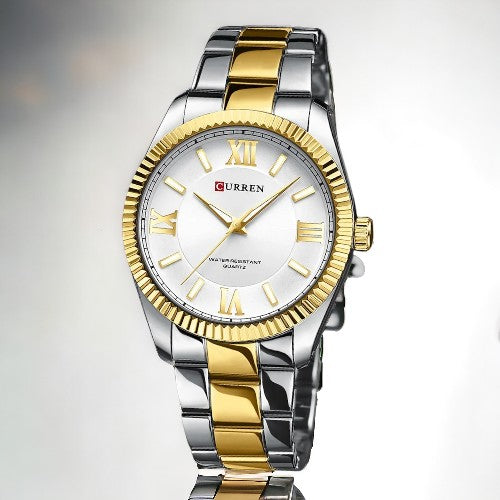 RELOJ CURREN HOMBRE M8453 BLANCO-PLATA-DORADO