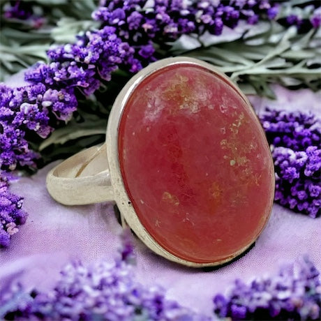 Anillo Plata de Ley 925 AJUSTABLE MINERAL RODONITA REF.890
