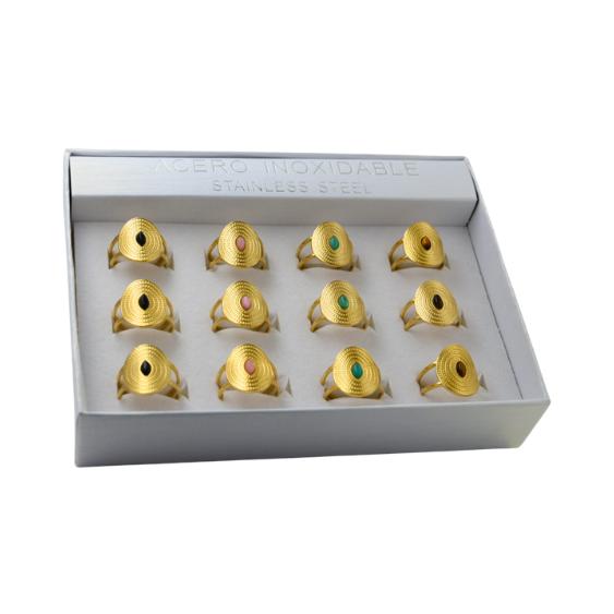 SET 12 ANILLOS DE ACERO – MOD. 04 OVALADO MINERAL