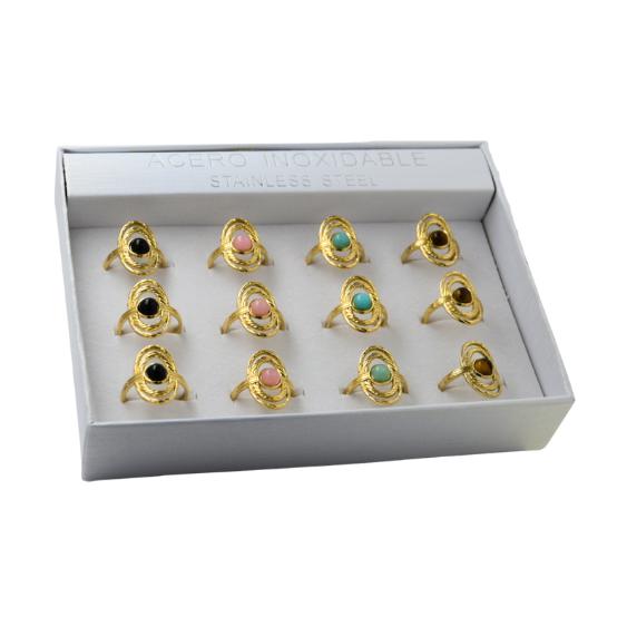 SET 12 ANILLOS DE ACERO – MOD. 05 OVALADO MINERAL