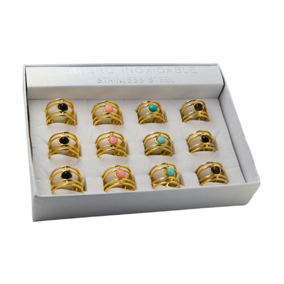 SET 12 ANILLOS DE ACERO – MOD. 08 MINERAL