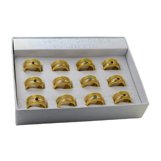 SET 12 ANILLOS DE ACERO – MOD. 09 MINERAL