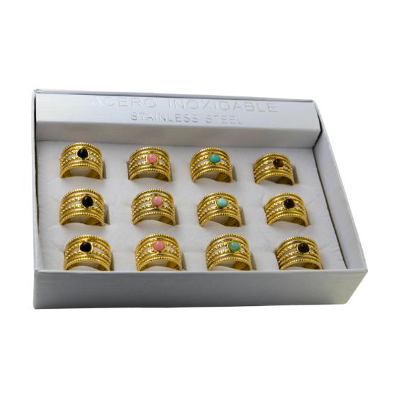 SET 12 ANILLOS DE ACERO – MOD. 10 MINERAL