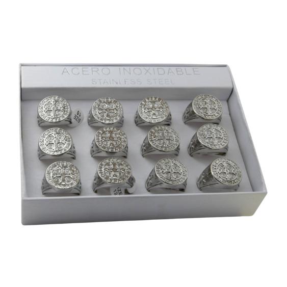 SET 12 ANILLOS DE ACERO – MOD. 17 CRUZ SAN BENITO