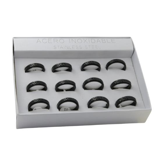 SET 12 ANILLOS DE ACERO – MOD. 19 ANTIESTRES NEGRA