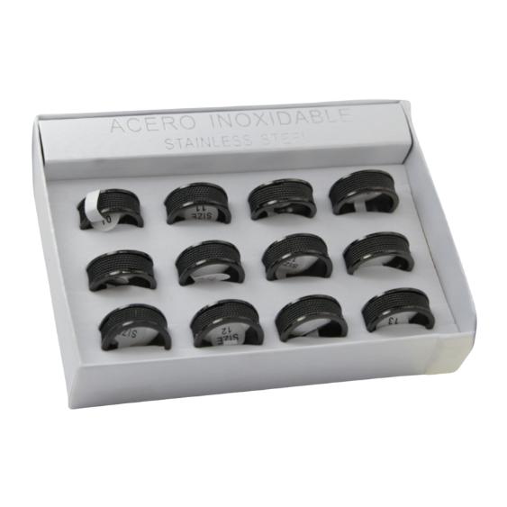 SET 12 ANILLOS DE ACERO – MOD. 20 NEGRO