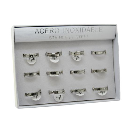 SET 12 ANILLOS DE ACERO – MOD. 22 CIRCONITAS