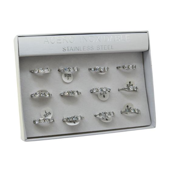 SET 12 ANILLOS DE ACERO – MOD. 24 CIRCONITAS