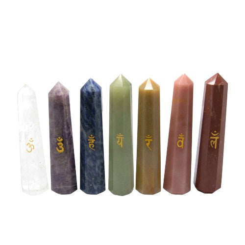 SET DE 7 PUNTAS 10 CM MINERALES 7 CHAKRAS REF 4490