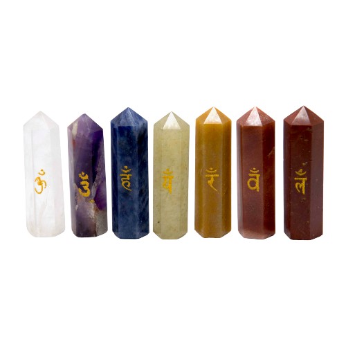 SET DE 7 PUNTAS 5 CM MINERALES 7 CHAKRAS REF 990